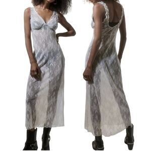 Urban Outfitters L NEW Midi Dress Luisa Sheer Lace Sexy Layering Whimsy Romantic
